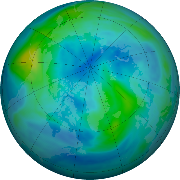 Arctic ozone map for 09 October 2005